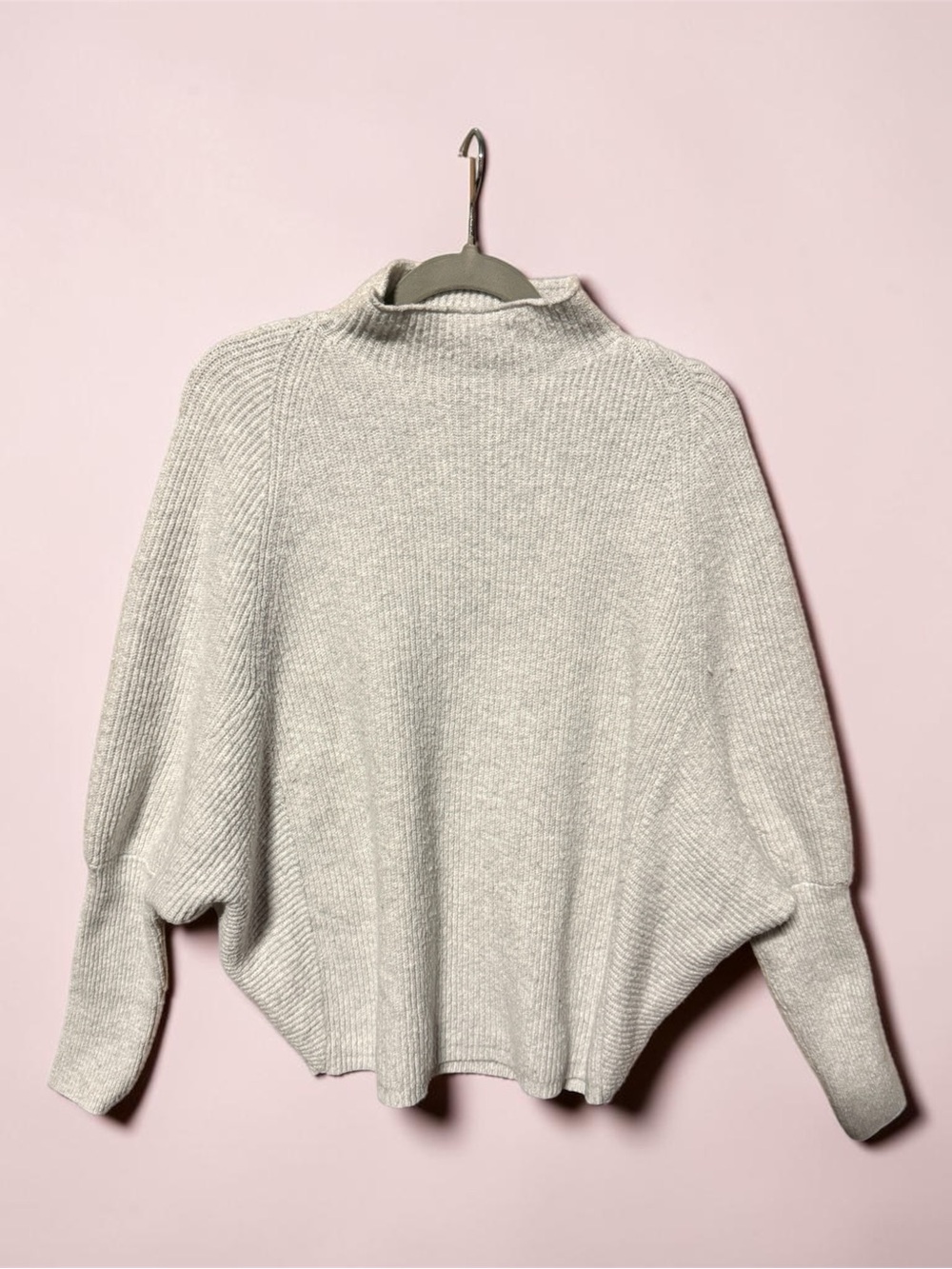 Calvin Klein Jeans Light Gray Mock Neck Batwing Sweater